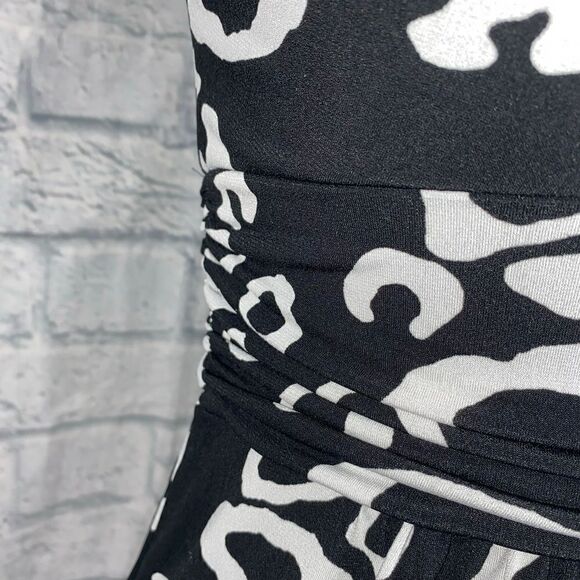 Valerie bertinelli fit & flare drape neck dress B&W woman sz 4 - Picture 4 of 10